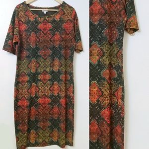 2xl Lularoe Julia Dress Shift Pattern Colorful